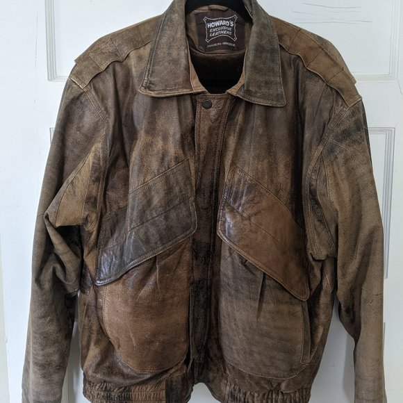 Howards' Leather Brown Bomber Jacket Men's Size L